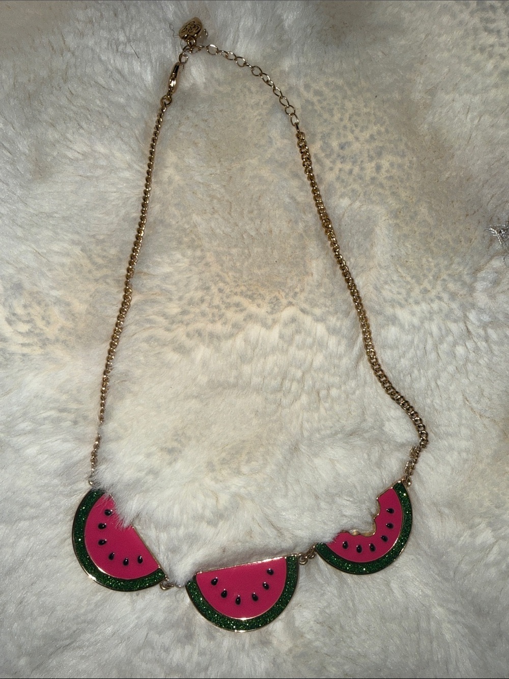 Betsey Johnson Pink and Green Watermelon Slice Necklace